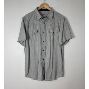 Western Moonshine Spirit Brad Paisley Mens L Short Sleeve Shirt Grey Textured‎
